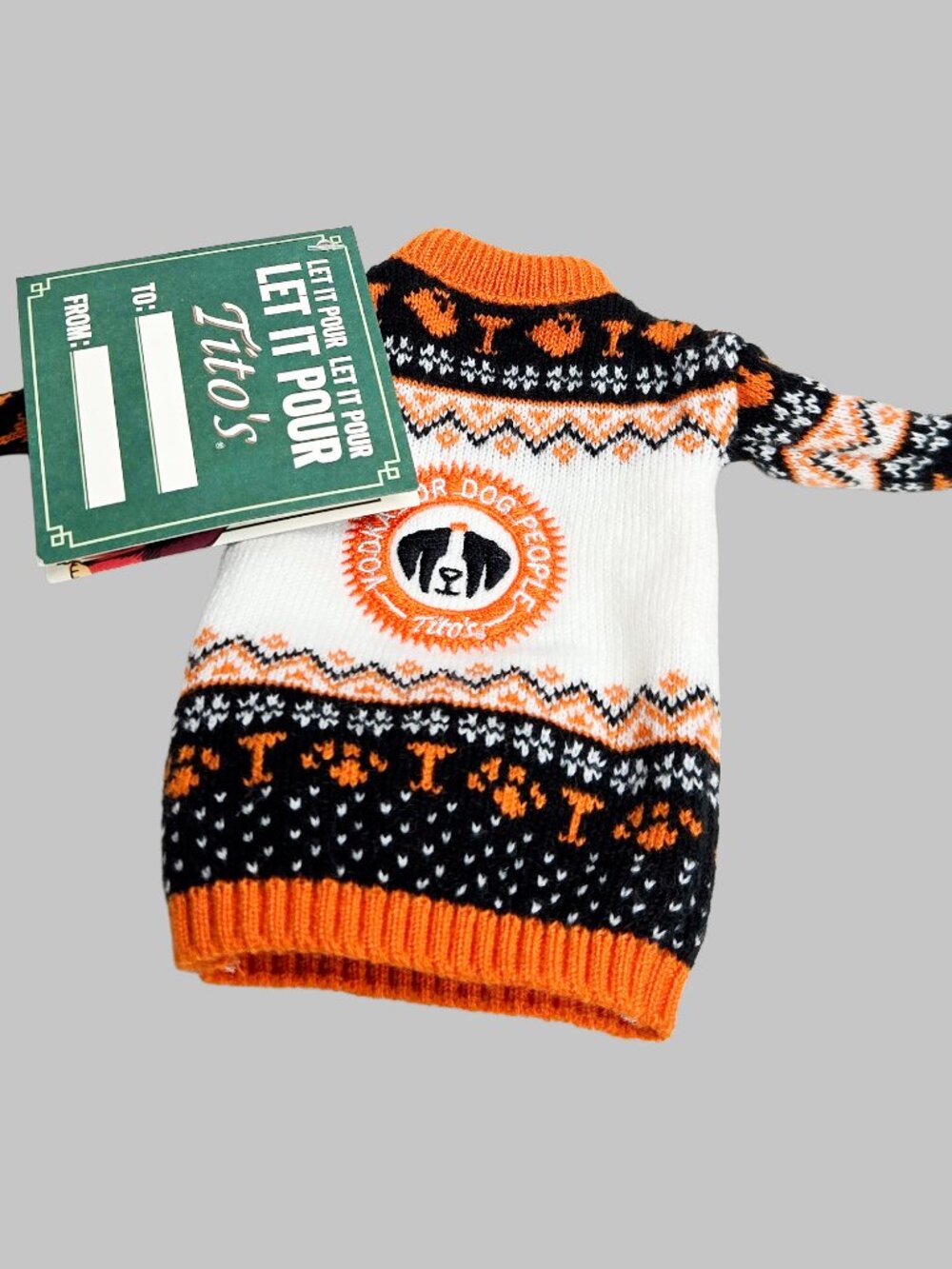 Tito's Vodka For Dog People Bottle Sweater Collectible - Brand New